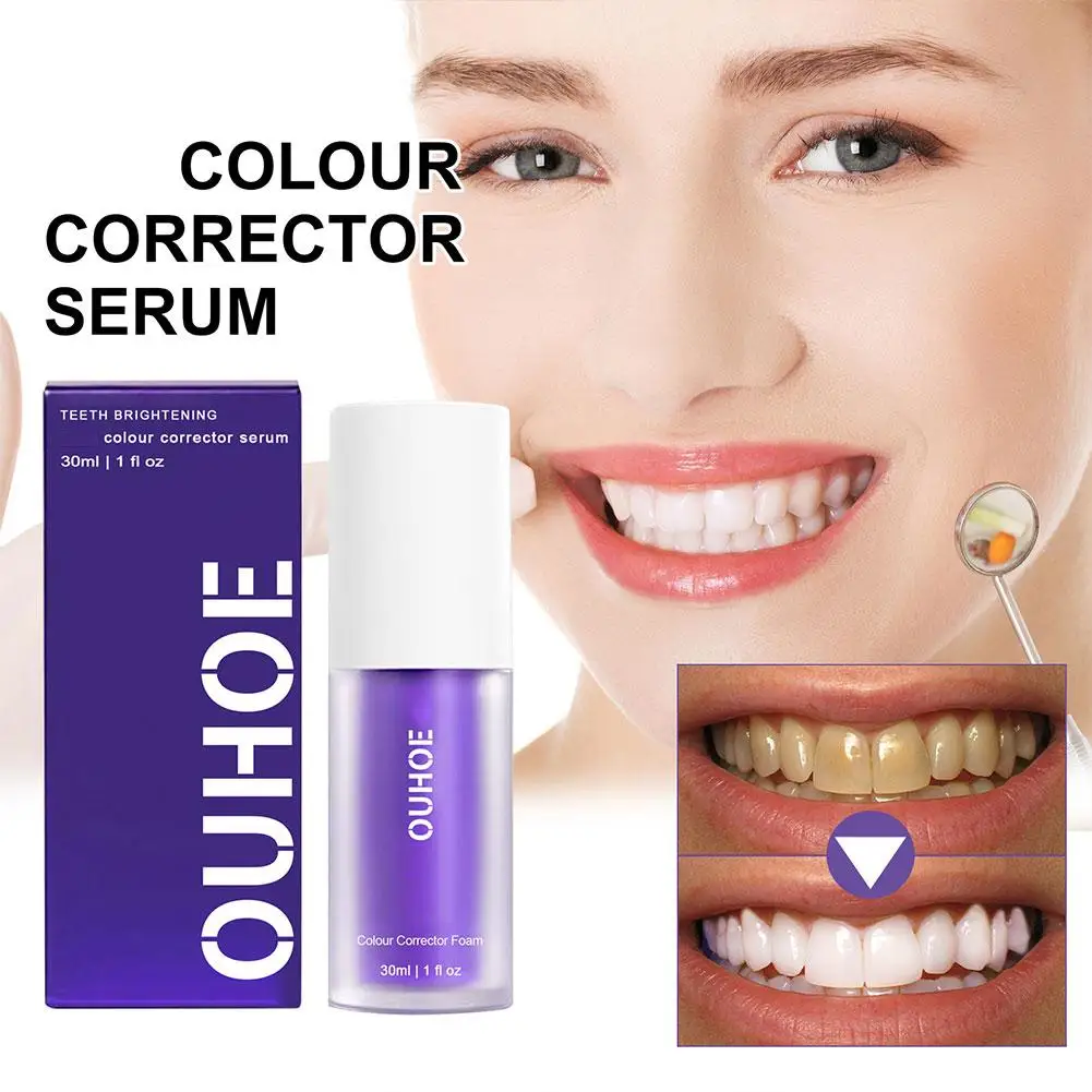 

30ml Purple Toothpaste Whitening Remove Plaque Stains Teeth Breath Serum Dental Fresh Cleaning Products Dental Corrector Co L0U7