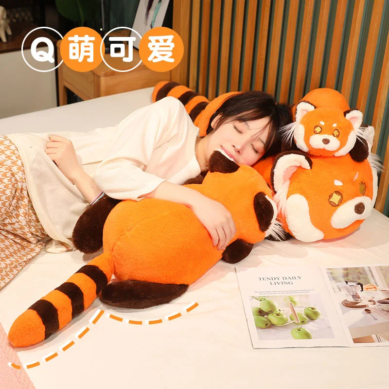 Плюшевые игрушки пушистые волосы Красный енот 10-110 см милая мягкая мультяшная