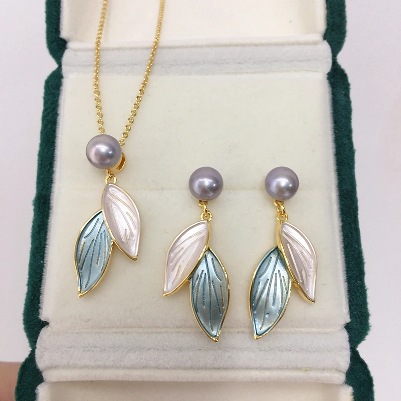 ZHBORUINI серьги-подвески из настоящего натурального пресноводного жемчуга комплект