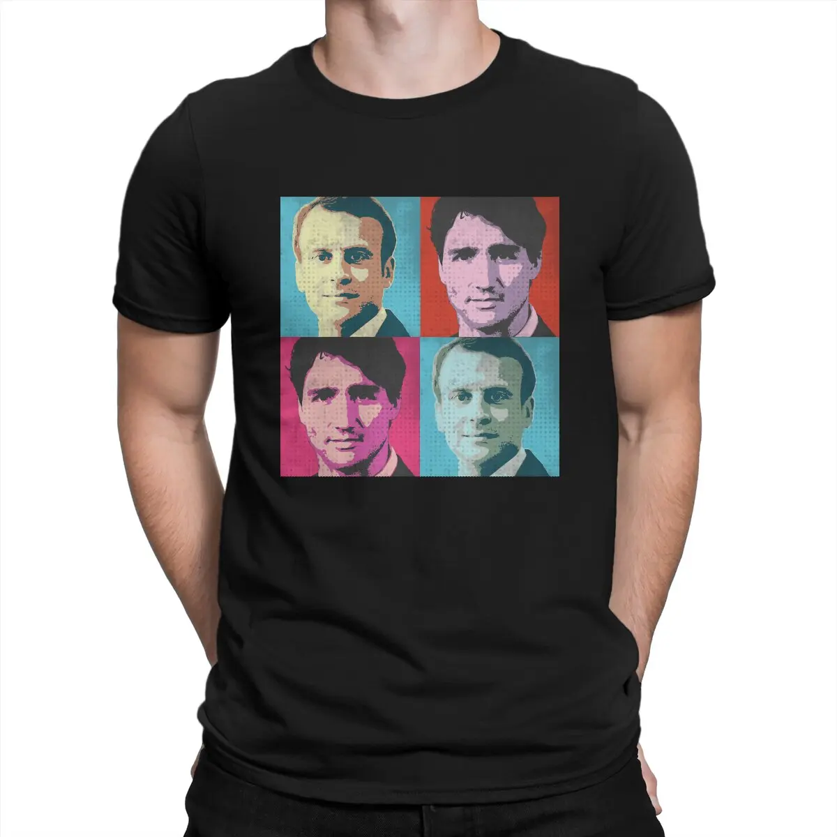 

Trudeau and Macron Pop Art Men TShirt Macron The Eighth President Crewneck Tops 100% Cotton T Shirt Humor High Quality Birthday