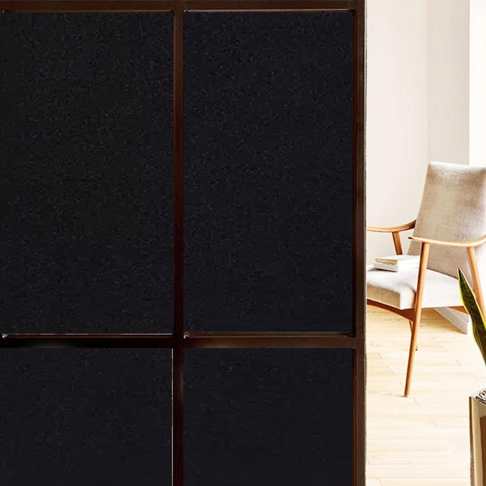 

30*100 Cm 100% Blocked Light Black Decorative Window Film Heat Control Glass Film Stained Static Cling adhesive Window Sticker