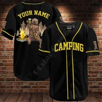 bear camping custom name baseball jersey baseball shirt 3d all over printed mens shirt casual shirts hip hop tops