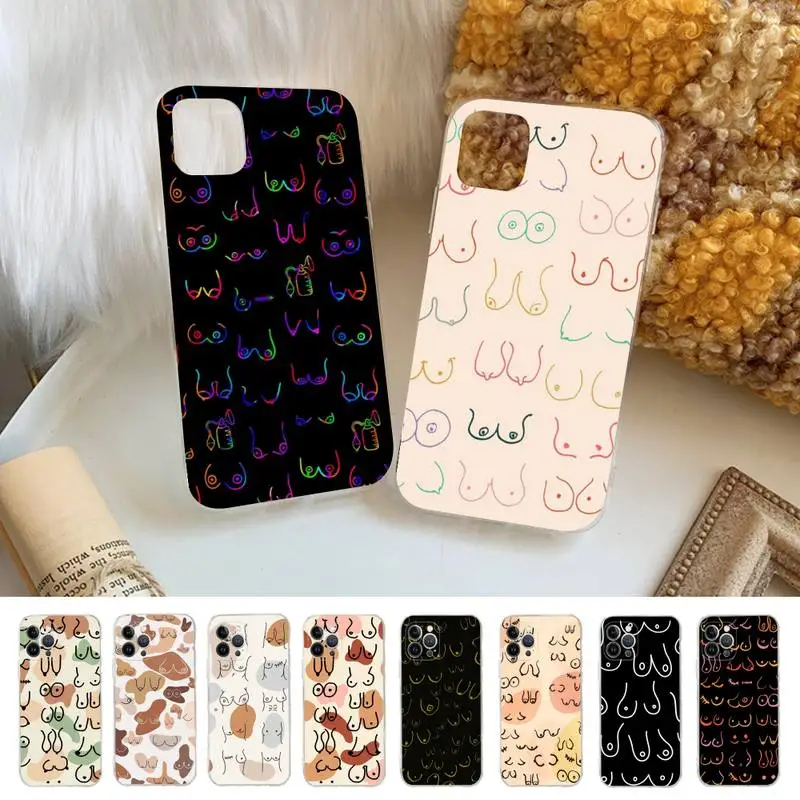 

Boobs Art Print Phone Case For iPhone XR X XS Max 14 13 Pro Max 11 12 Mini 6 7 8 plus SE 2020 Printing Cover