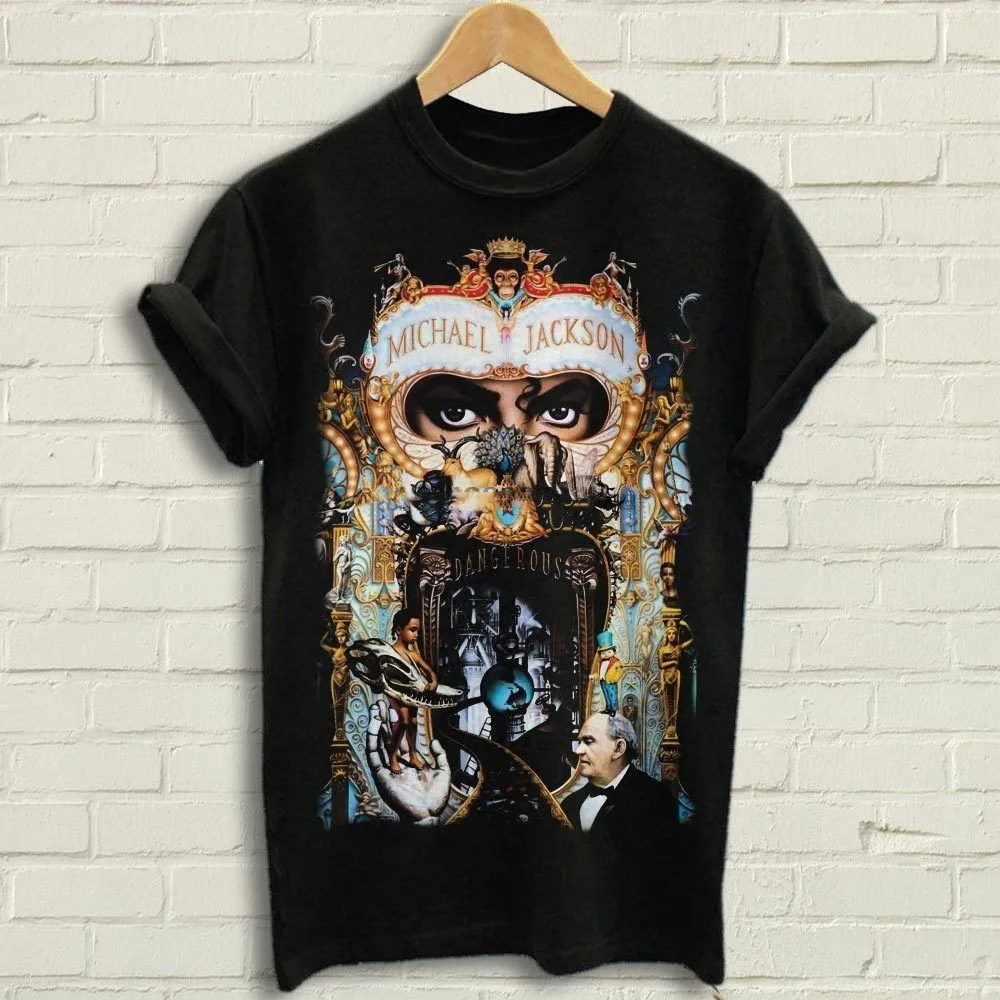 

Michael Jackson - Dangerous T Shirt Black Tee Shirt Dangerous Black Tees O-Neck Casual Cotton Broadcloth Tshirt Men(1)