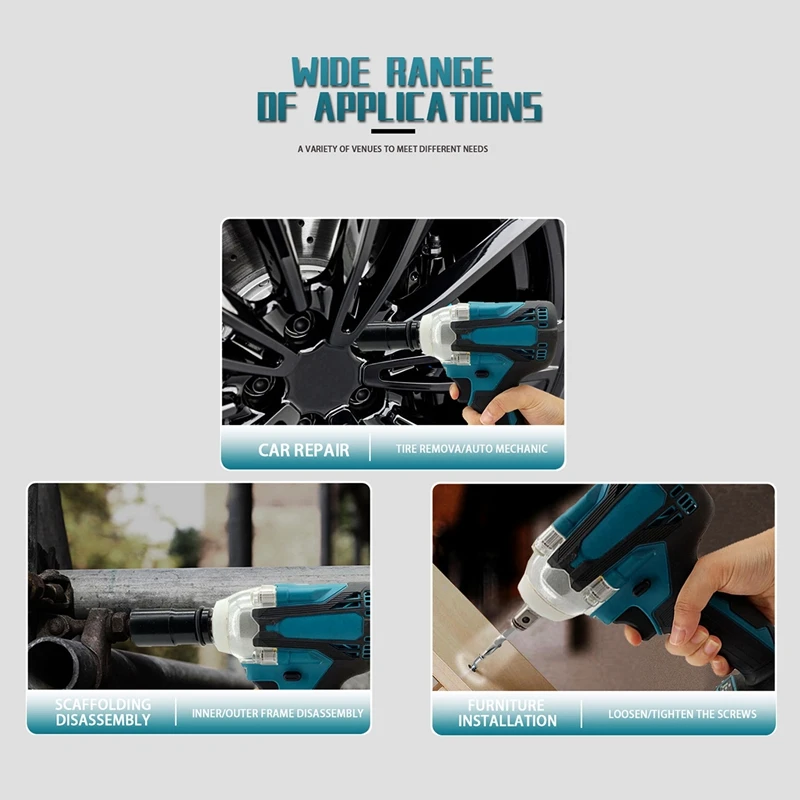 Electric Impact Wrench Brushless Cordless 1/2 Inch For Makita 18V Battery Screwdriver Power Tools