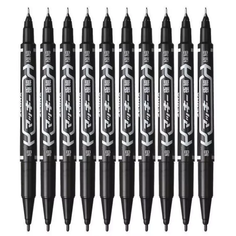 

10PCS Fine Dual Heads Marking Pen Marker Waterproofink Thin Nib Black Liner Art Pen Drawing Stationery Office Supplies Marker