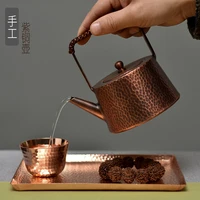 copper pot kettle tea brewing pot handmade pure red copper household teapot tea set health hammer pattern retro chinese style
