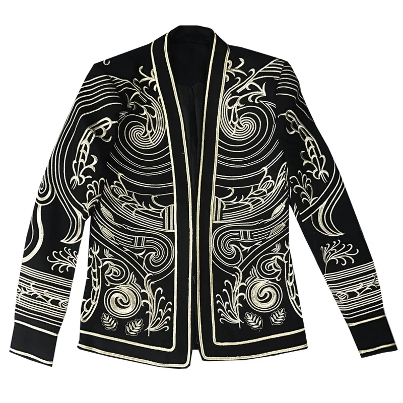 Мужской Блейзер Terno, мужской облегающий Роскошный Блейзер в стиле барокко, мужской костюм с тяжелой вышивкой, куртка, мужские блейзеры