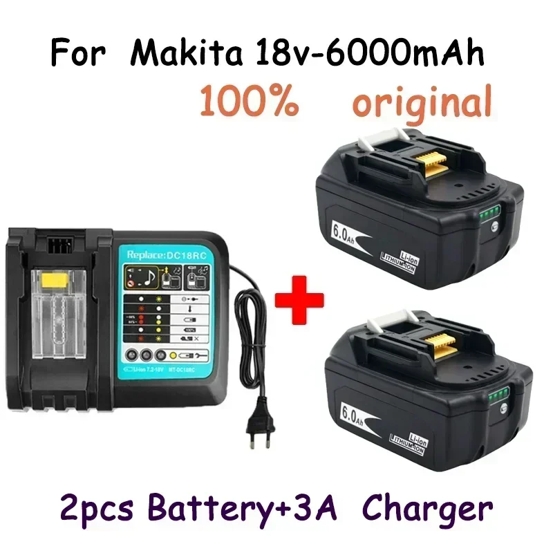 Аккумуляторная батарея 18650 резервная Makita 18v6000mah с зарядным устройством 3A bl1840 bl1850