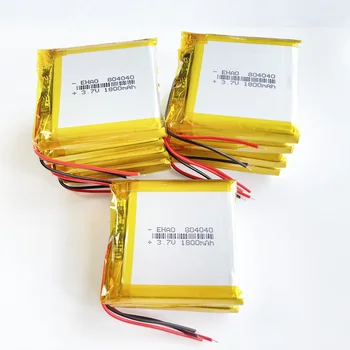 리튬 폴리머 LiPo 충전식 배터리 804040, Mp3, GPS, PSP, DVD, 휴대폰, 비디오 게임 패드, 전자책, 3.7V, 1800m, 10 개