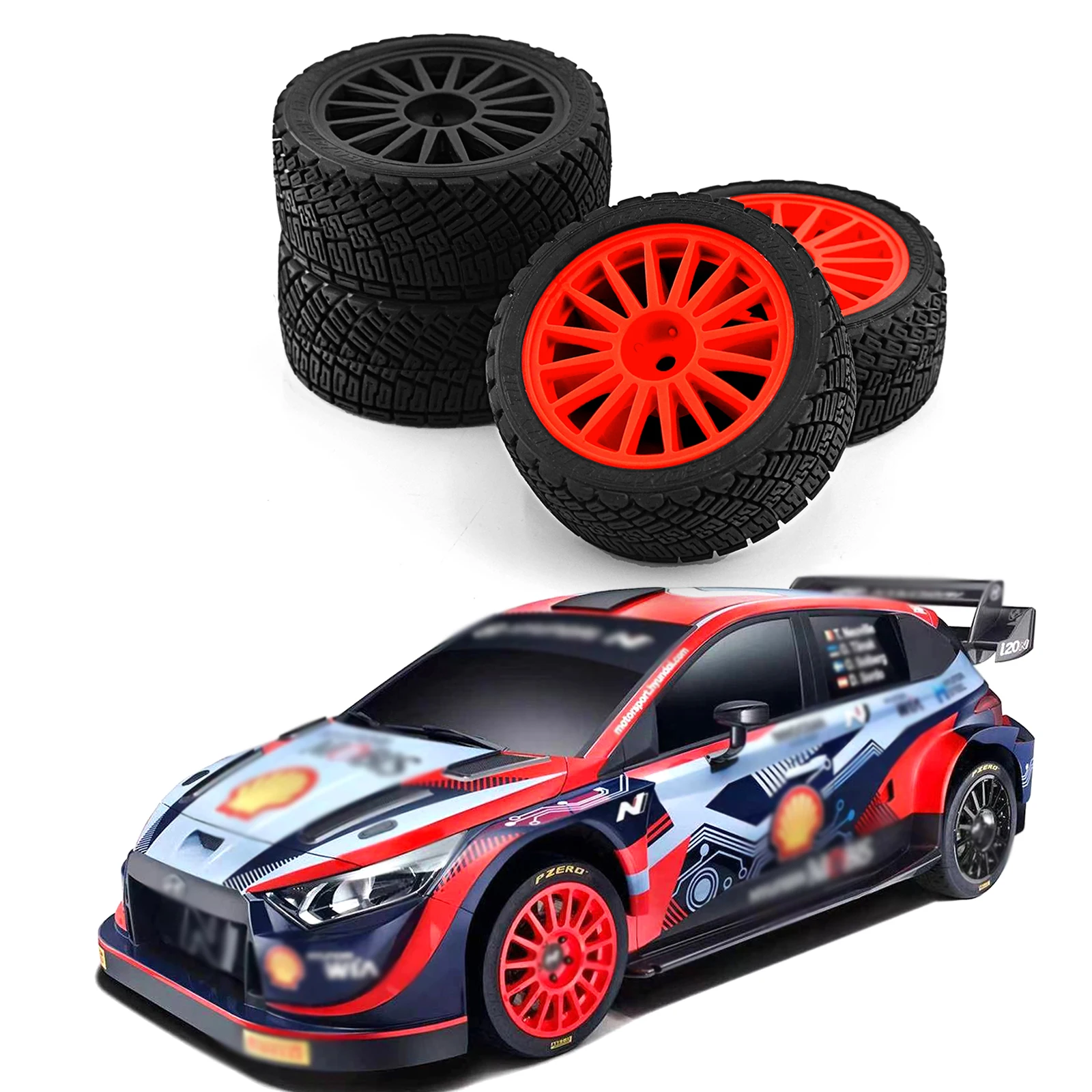 

RC Car Rubber Tires & Wheels Rims for 1/10 On-road Rally Car WRC i20 Tamiya Kyosho hpi Tamiya TT02 XV01 PTG Optional Wheel Hub