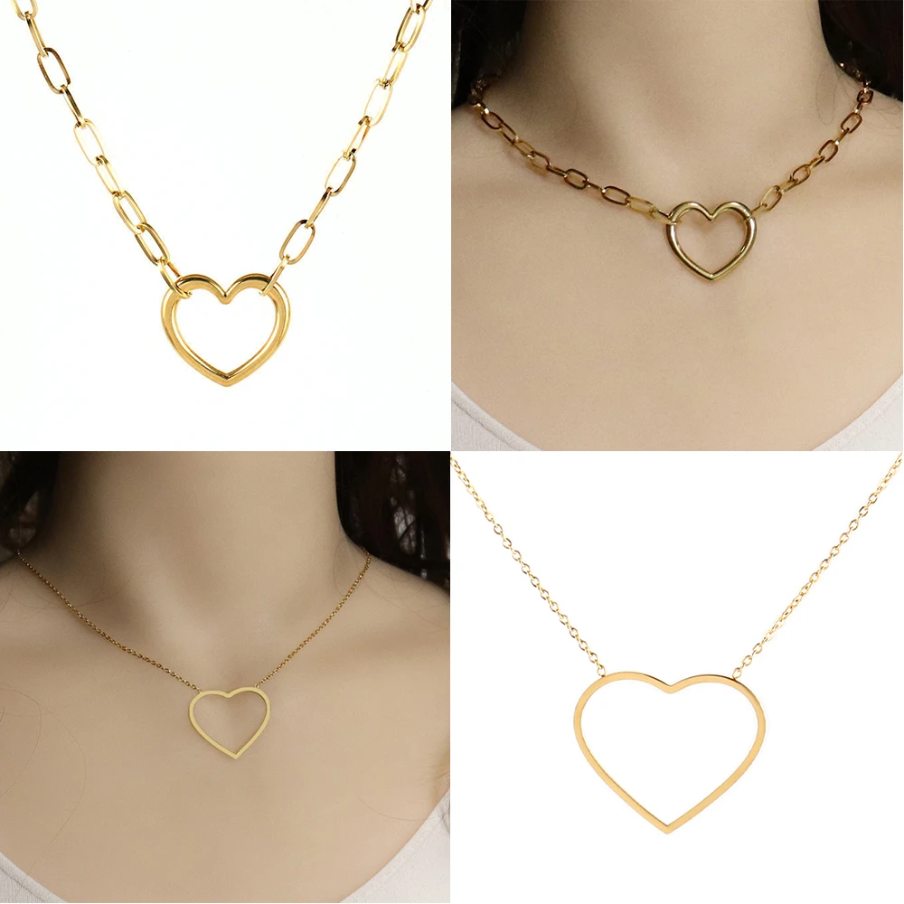 Ожерелье из нержавеющей стали в стиле панк геометрическое ожерелье форме сердца