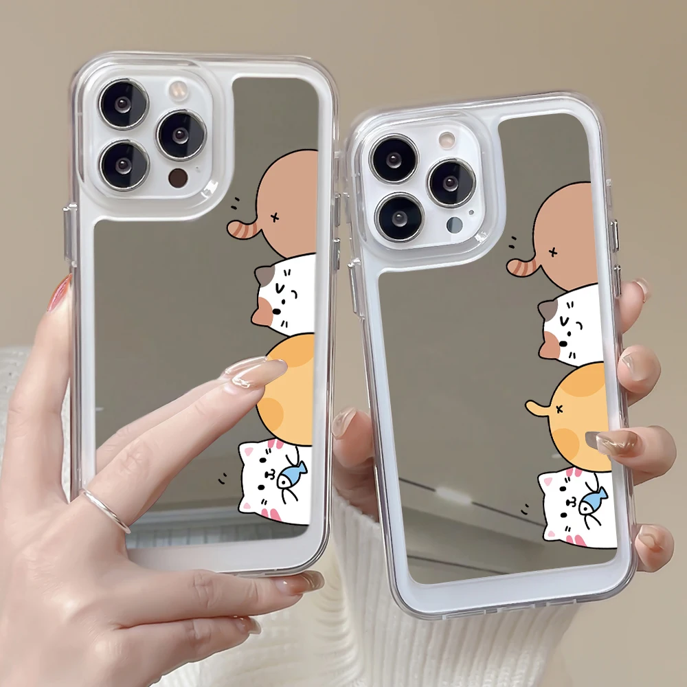 

Cute Funny Cat Mirror Phone Case for IPhone 14ProMax 14Plus 13Pro 12Pro 11 Pro Max Transparent Soft Acrylic Cover for IPhone 11