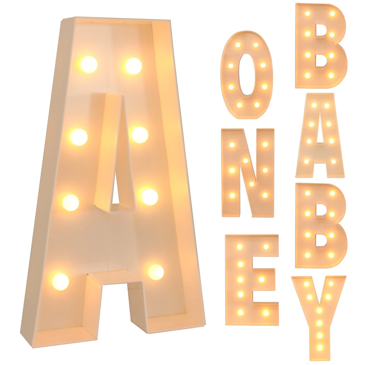 

91.5cm Warm Light Up Giant Letter Led Light Frame Box Balloon Filling Box with 10 Lights Birthday Wedding Xmas Decor Baby Shower