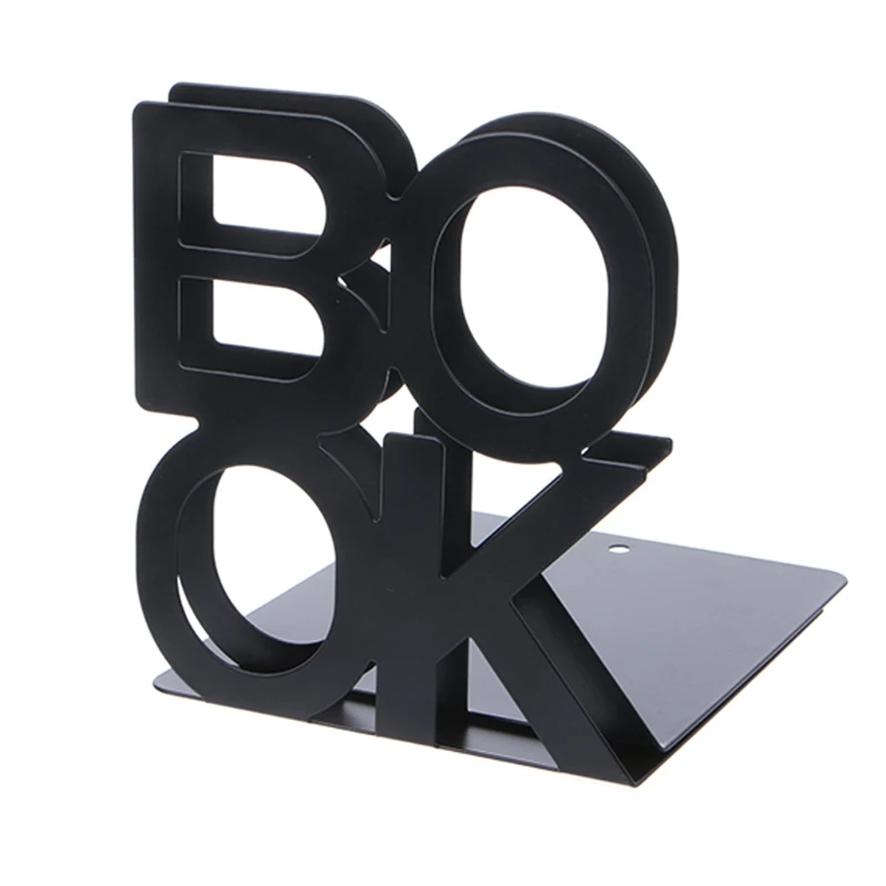 

Alphabet Shaped Metal Bookends Iron Support Holder Desk Stands For Books