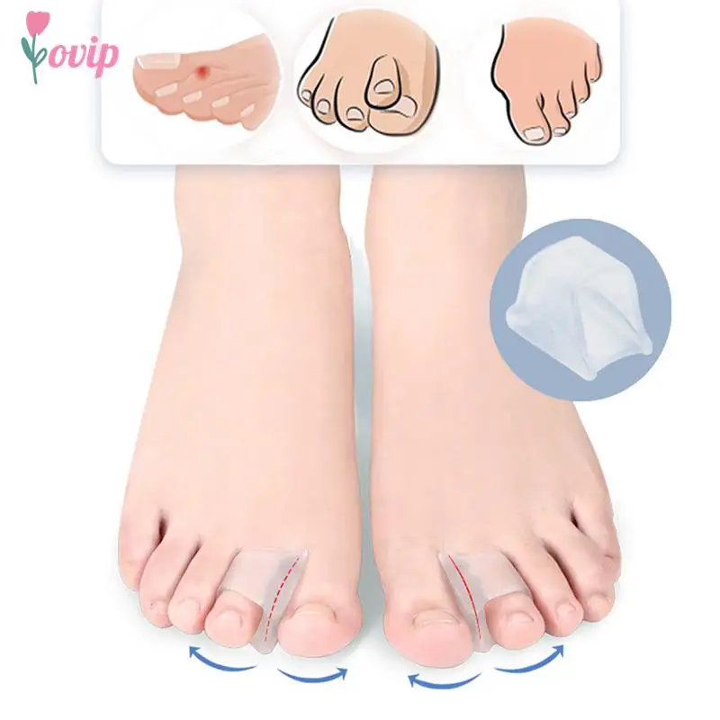 

1Pair Soft Silicone Toe Separator Treat Hallux Valgus Bunion Foot Overlapping Corrector Anti-Wear Care Pads Pedicure Tools