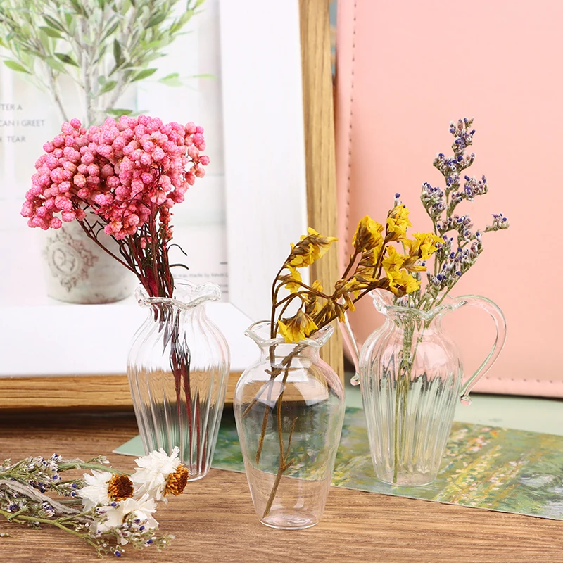 

1pc 1:12 Dollhouse Vase Delicate Vase Model Dollhouse Decor Vase Toy Small Miniature Glass Vase Decor Toy