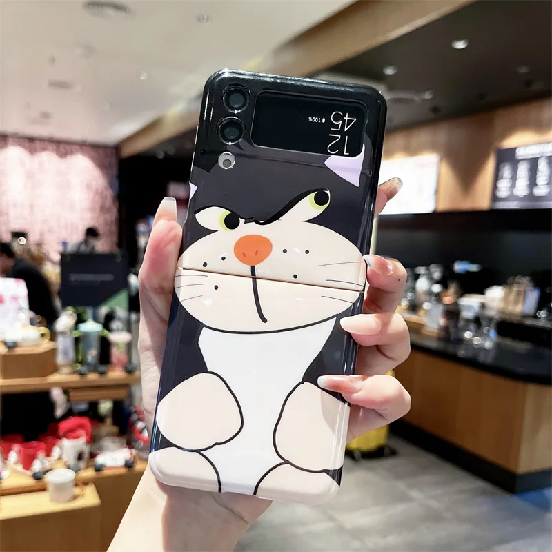 

Cartoon Cat Phone Case for Samsung Galaxy Z Flip 3 Z Flip 4 Hard PC Back Cover for ZFlip3 ZFlip4 Case Shell
