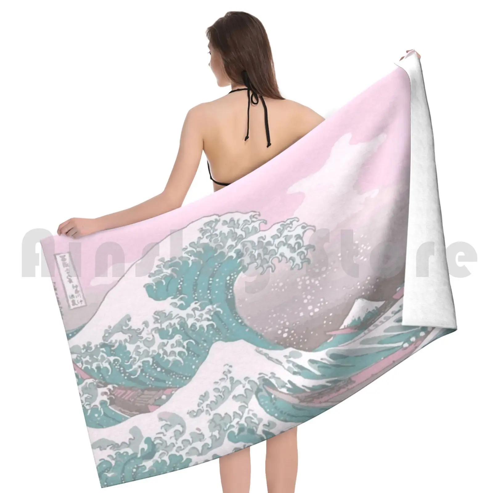 Pastel The Great Wave Off Kanagawa банное полотенце пляжная Подушка 605 японская манга