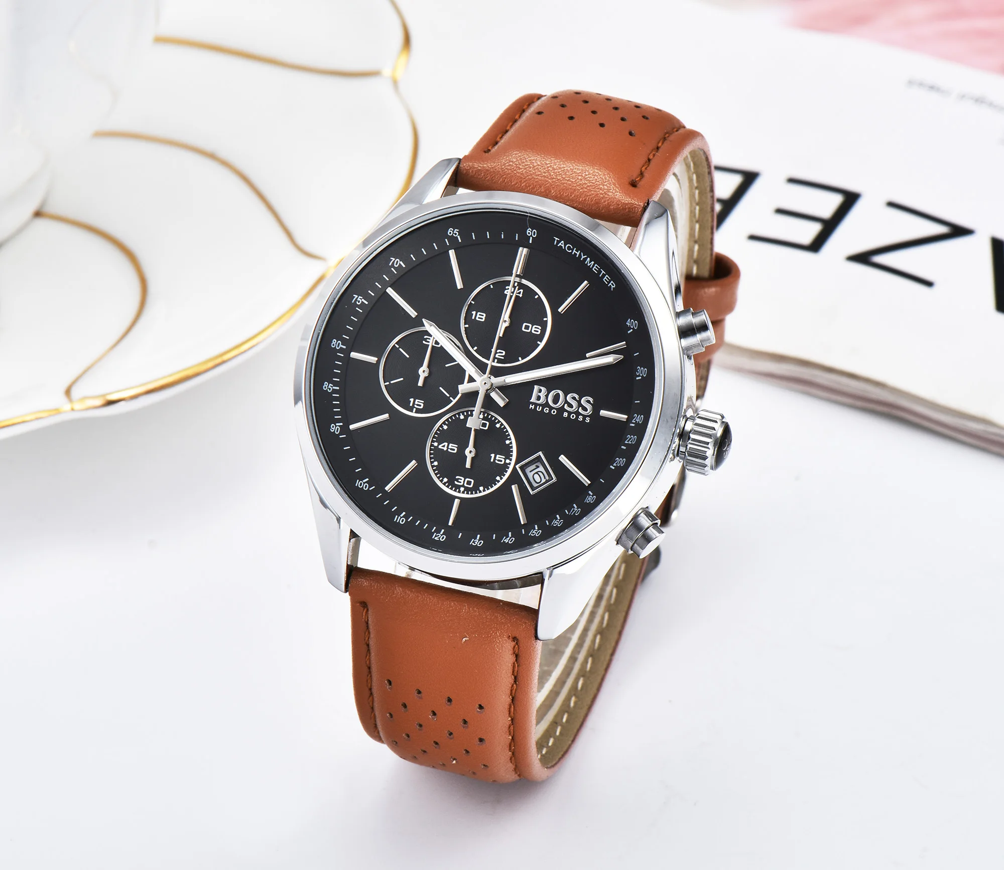 

High Quality Hugo Boss Watches for Men Chronograph Top Belt Strap Business Fashion Wrist Watch Quartz Movement