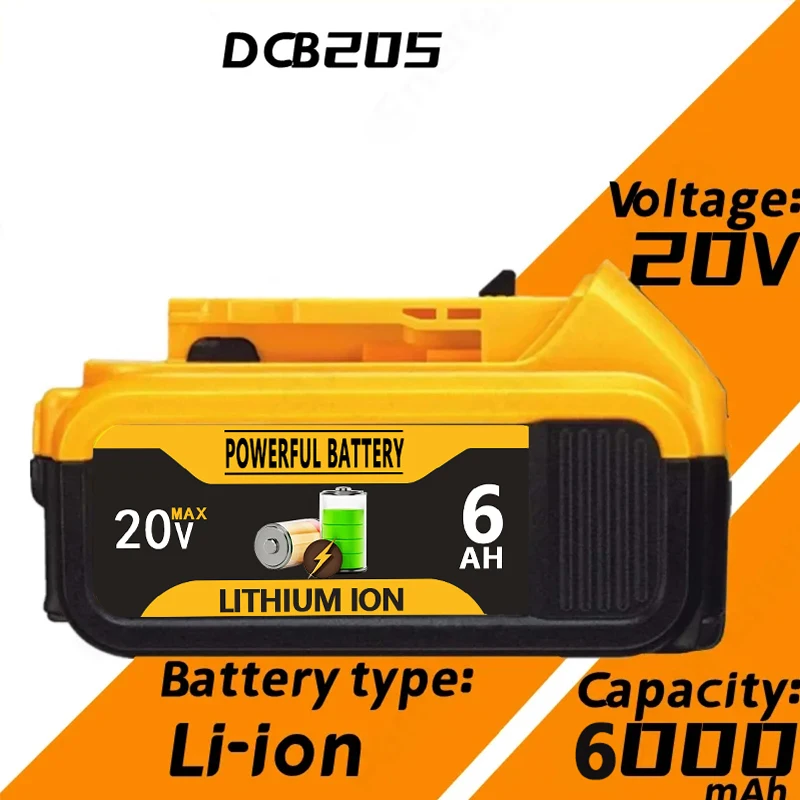 

100% Оригинальный перезаряжаемый аккумулятор для электроинструмента DeWalt skil 20 в ач с зеркальной заменой литий-ионной батареи DCB205
