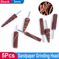 5pcs 3mm shank cone shapecylinder mounted point abrasive sandpaper flap sanding wheel grinding head rotary abrasive tool