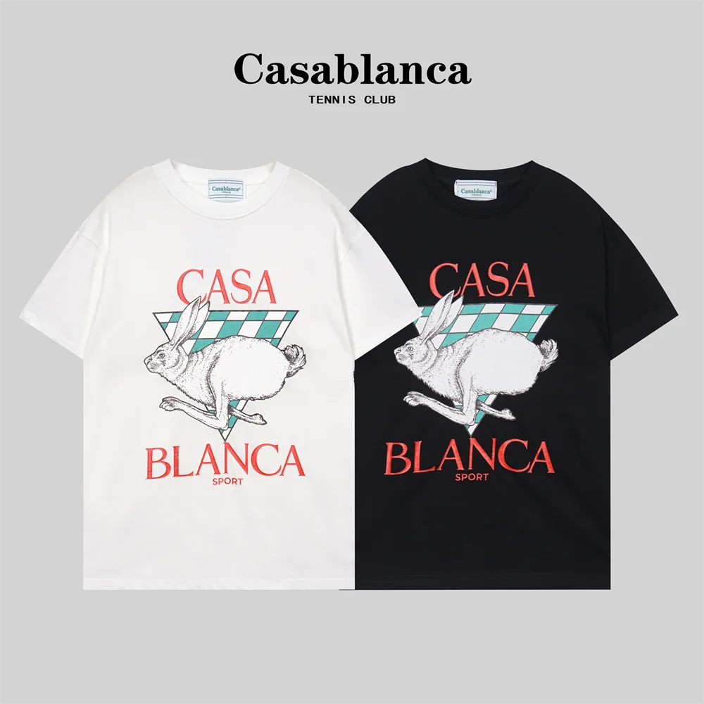 

Casablanca High Street Tennis Short sleeve summer CASA tide brand men's and women's loose casual short sleeve T-shirt