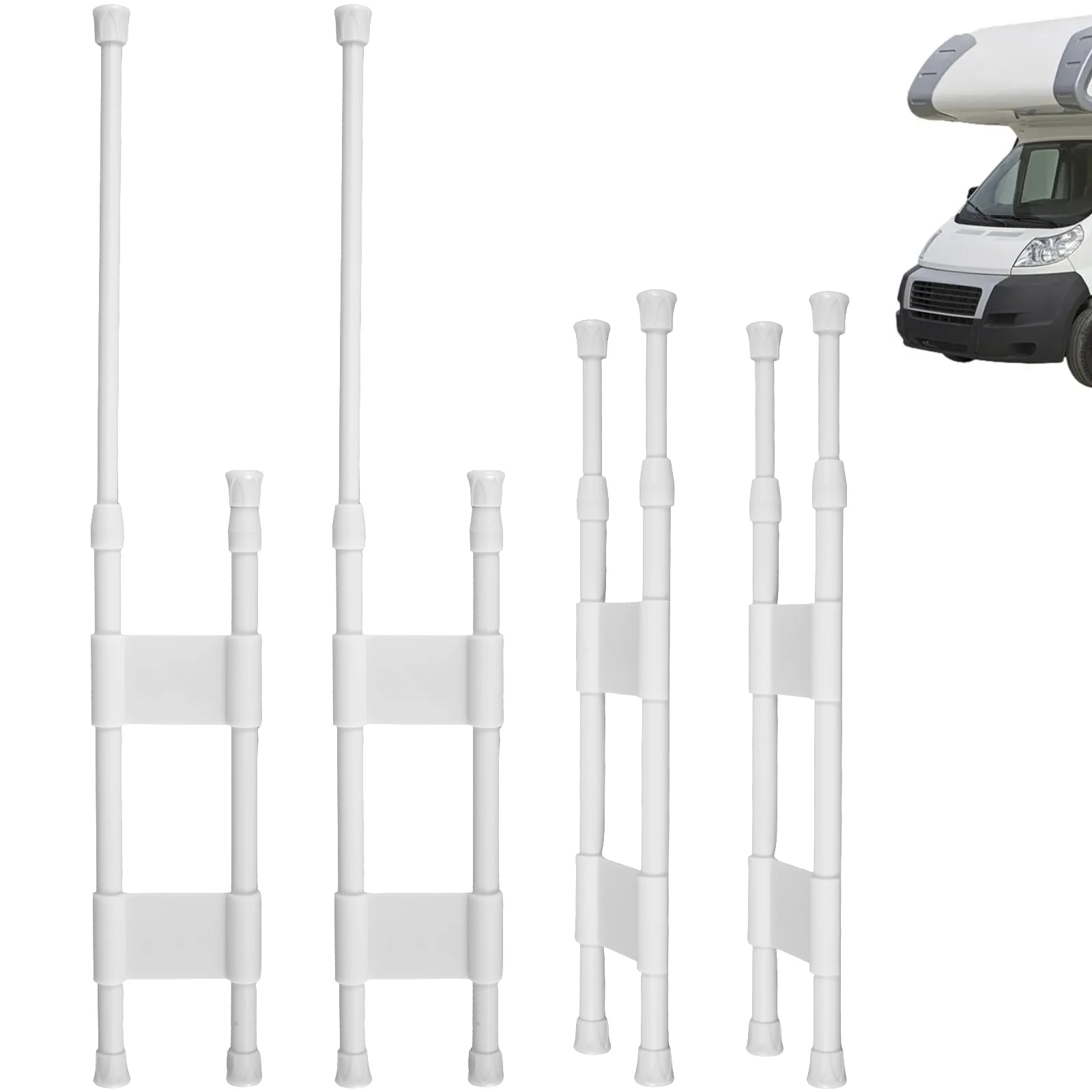 

4Pcs RV Refrigerator Bar Adjustable Spring Tension Fridge Rod Metal Fridge Inside Tension Rod for RV Refrigerator Home Wardrobe