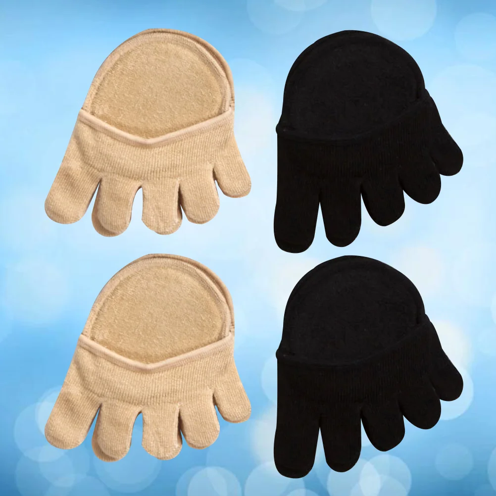 2 Pairs Forefoot Socks Absorbent Comfortable Invisible Half Socks Five Toes Socks for Women Girls