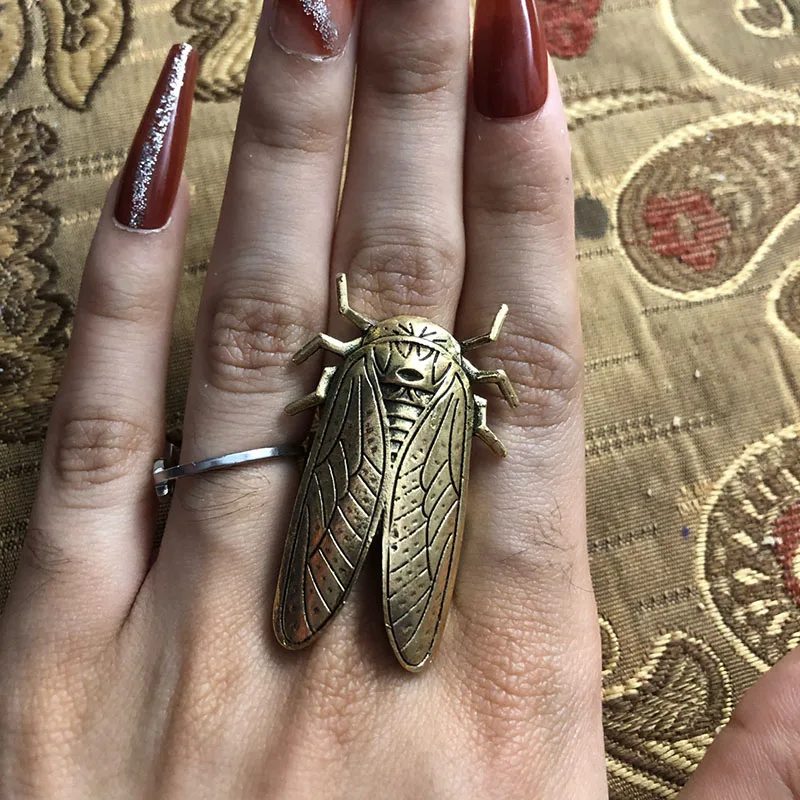 Cicada Ring for women big insect statement rings adjustable gothic bug jewelry unusual thing unique cool jewelry funny creative images - 6