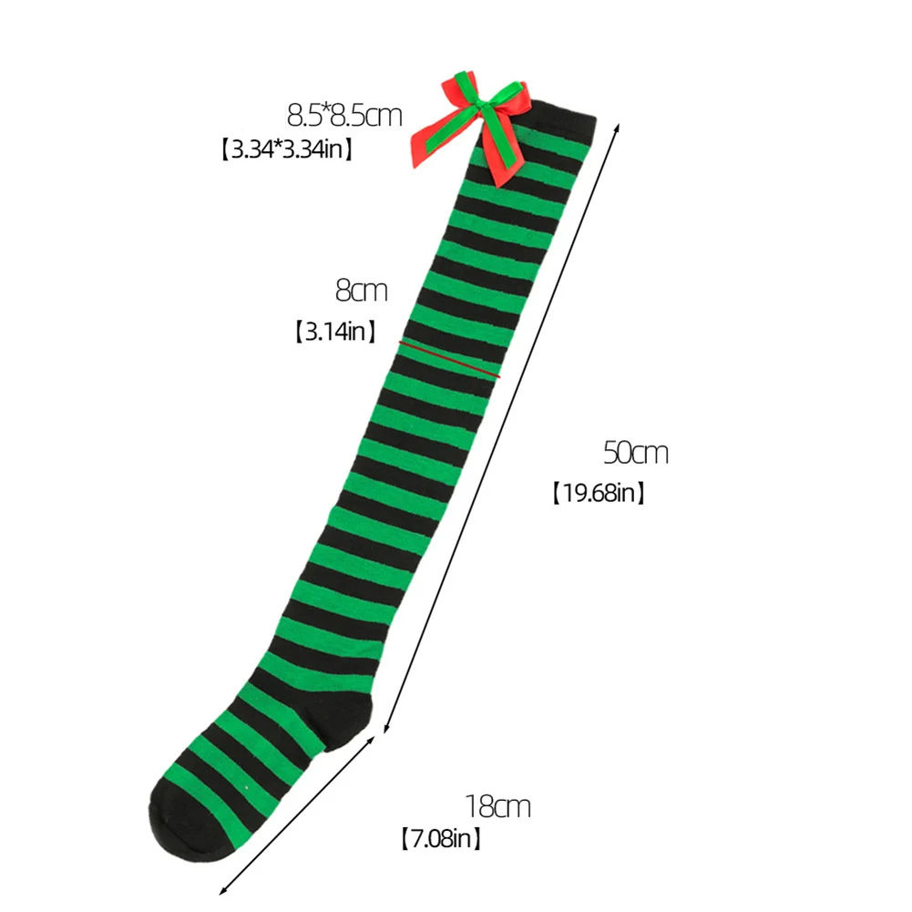 Рождественские длинные носки с бантом 50 см выше колена женские праздничные