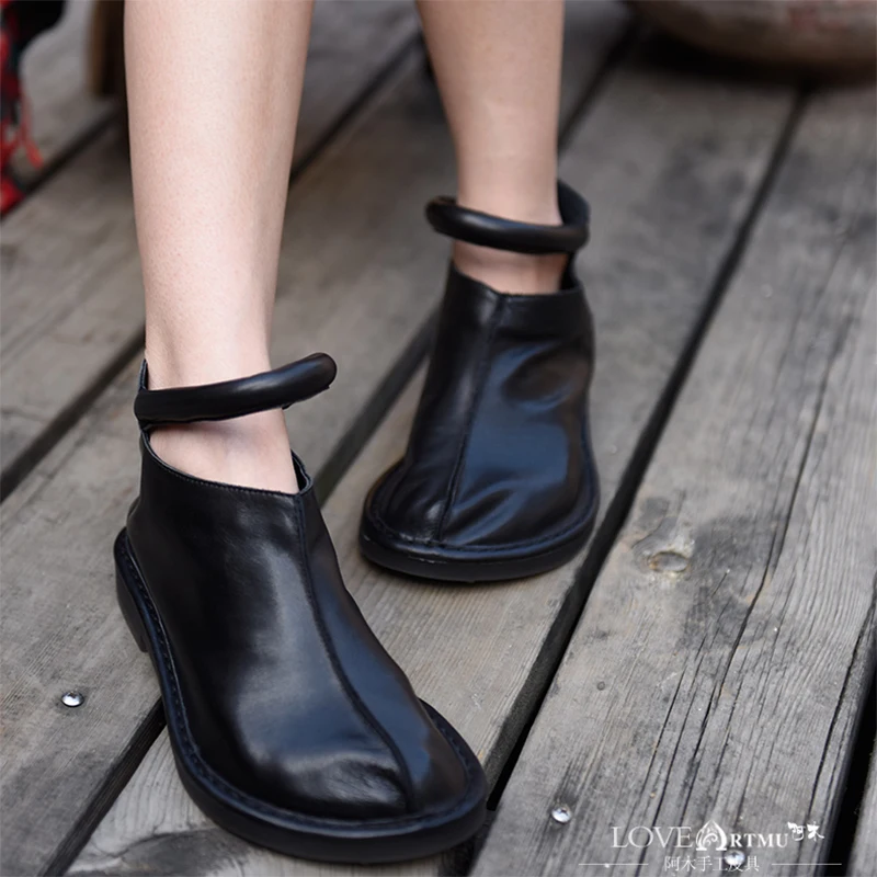 

Artmu Original Women Boots Handmade Genuine Leather Shoes Vintage Woman Red Dress Shoes Short Boots Wedding Shoes Gift Fashion