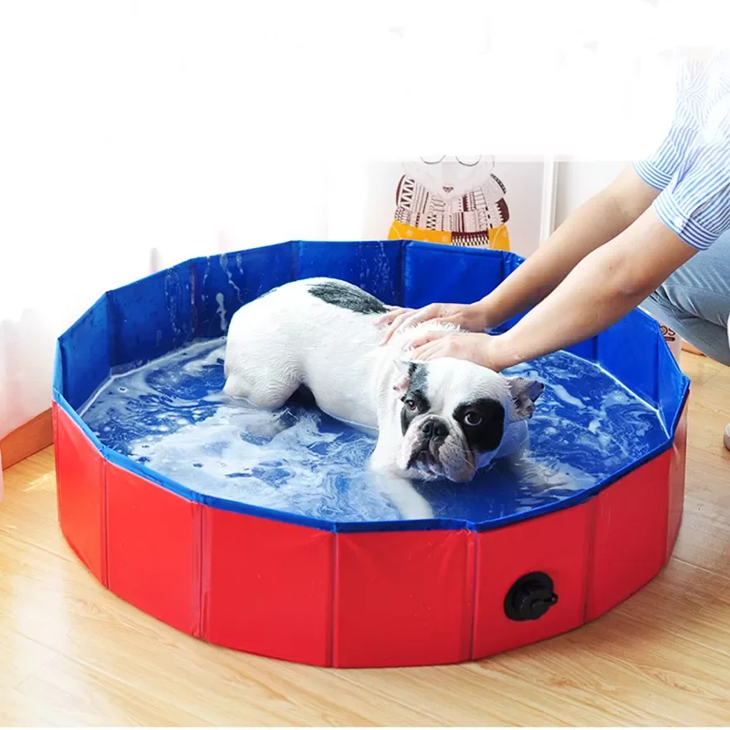 

Durable Bath Tub Portable Folding Dog Bathtub Bathroom Accessories Wooden Bottom Swimming Bath Pond For Dog Pool Pet Bath Tub
