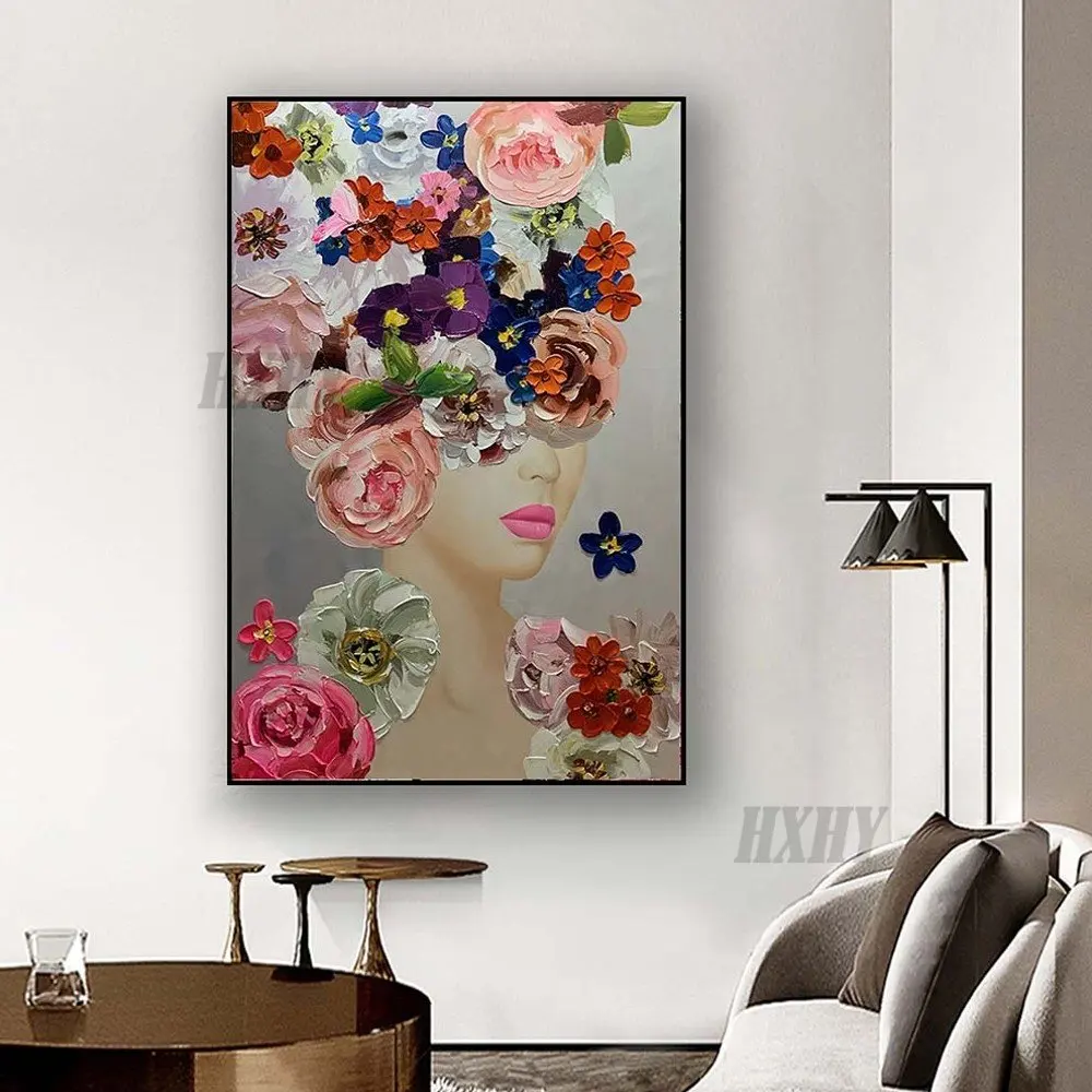 

Original Painting Flower Painting on Canvas Custom Wall Art Floral Wall Art Textured Wall Art Beauty Figure Wall Art