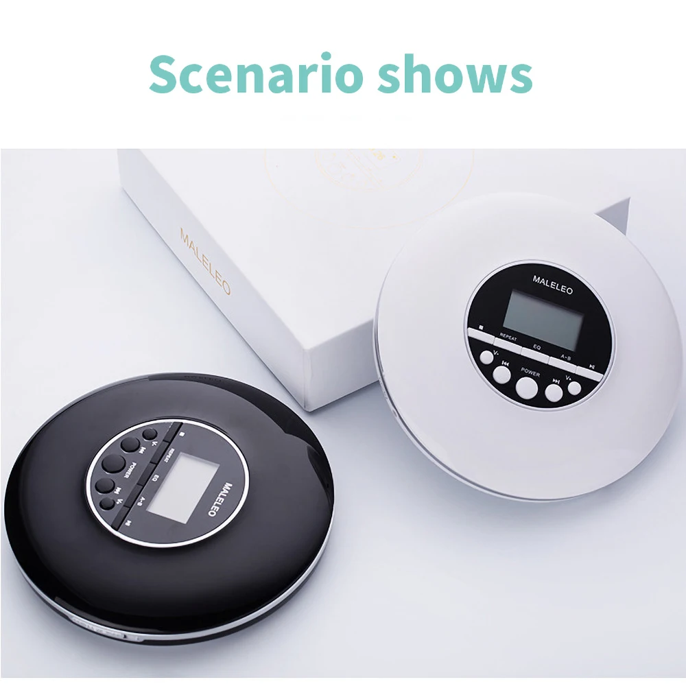 Rechargeable Bluetooth portable CD player, suitable for family trips and cars, children’s learning, with stereo headset