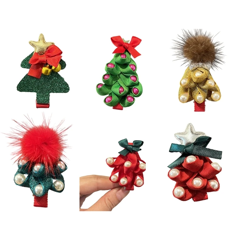 

Sweet Hair Clip Glitter Christmas Tree Shape Duckbill Hairpin Hair Clip for Ponytail Bangs Hairpins for Teens Children N7YD