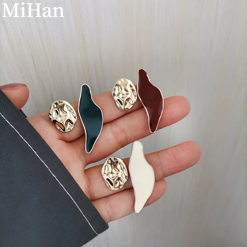 

Mihan Trendy Jewelry Geometric Earrings 2022 New Trend Asymmetrical Enamel Drop Earrings For Women Party Gifts