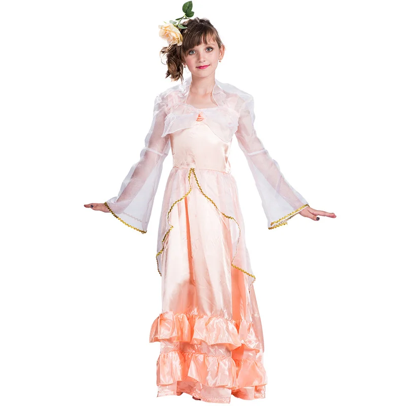 

Girl Luxury Court Medieval Princess Dress Halloween Costume Vintage Flower Fairy Dress Party Carnival Easter Purim Fancy Dress