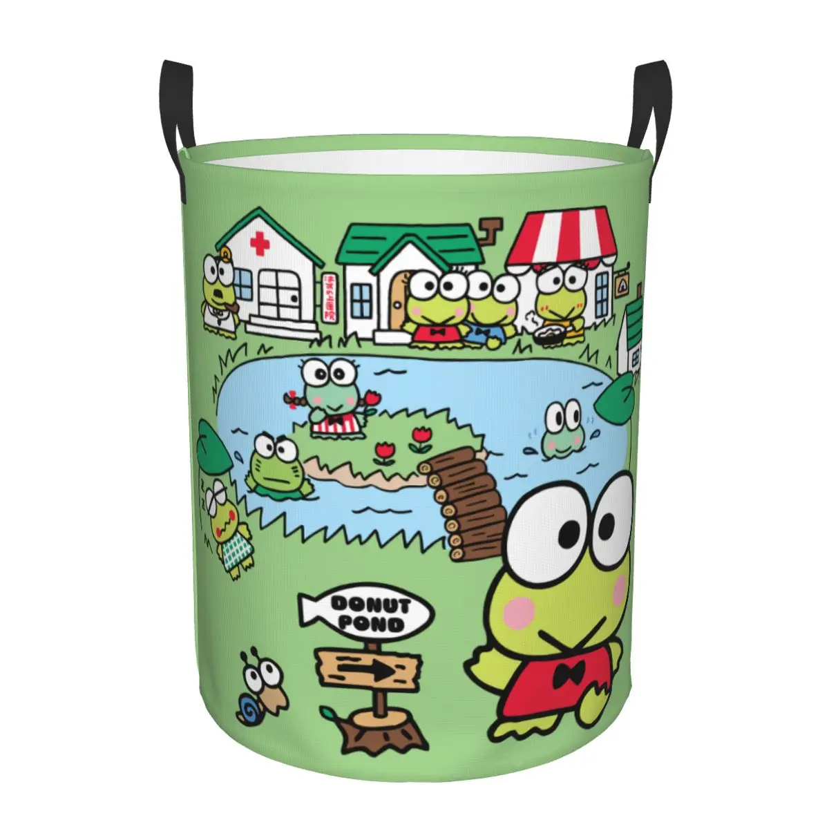 Пользовательская семейная мультяшная корзина для белья Keroppi Складная Большая