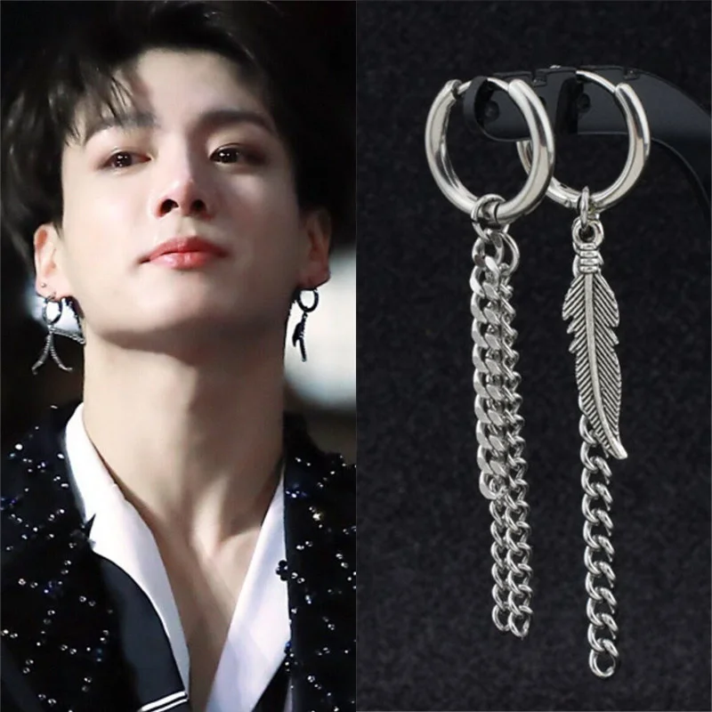 

KPOP DNA Korean Star V 1 Pair Bangtan Boys Album JIMIN Wing Stud Earrings fashion jewelry Stainless steel Earrings Jewelry