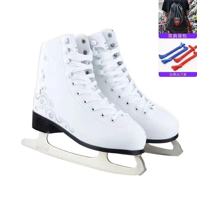 Winter Adult Child  Genuine Leather Professional Thermal Warm Thicken Ice Figure Skates Shoes With Ice Blade Waterproof