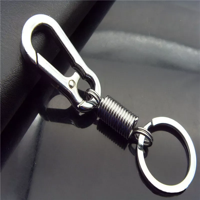 

Outdoor Zinc Alloy Spring Buckle Carabiner Keychain Waist Belt Clip Anti-lost Buckle Hanging Retractable Keyring Key Chains
