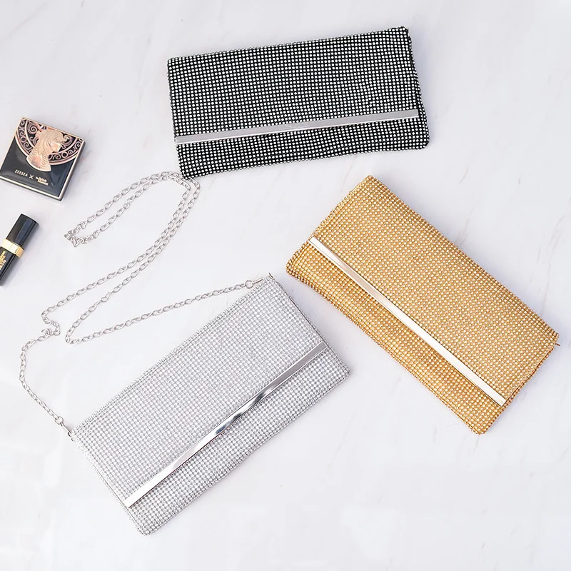 

Diamond studded dinner bag lady's hand bag shiny banquet bag versatile Handmade Bag single shoulder bag