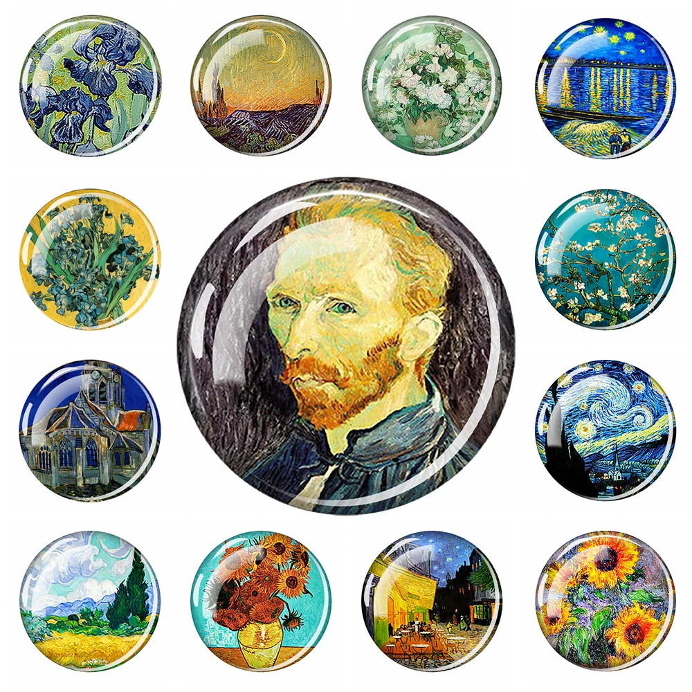 

Van Gogh Fridge Magnet Home Decor Magnetic Sticker Starry Night Sunflowers Magnets For Refrigerators Glass Crystal Art Souvenir