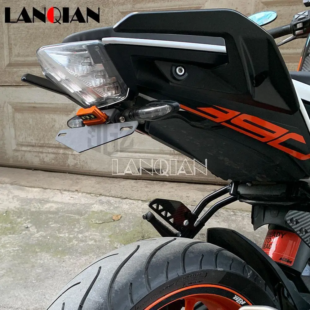 

Motorcycle Rear License Plate Holder Tail Frame Bracket with LED Light for DUKE 125 250 390 200 DUEK 2017 2018 2019 2020 2021