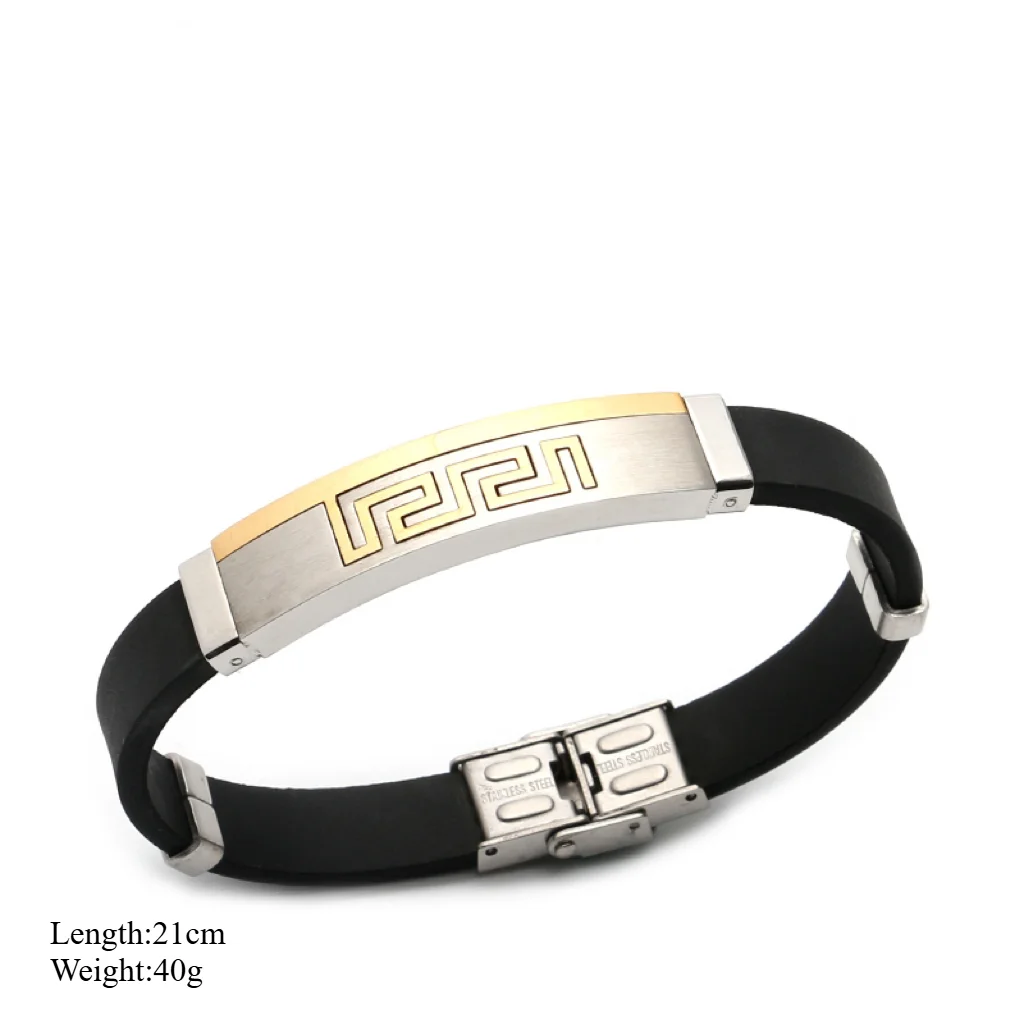 Мужской черный браслет из нержавеющей стали Силиконовые подвески-украшения.