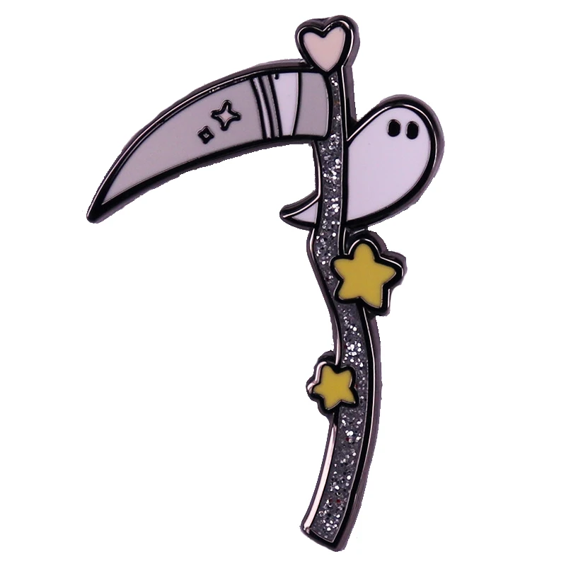 

Halloween Horror Movie Death Sickle Brooches for Clothing Enamel Pin Badges Lapel Pins for Men Backpack Jewelry Accessories