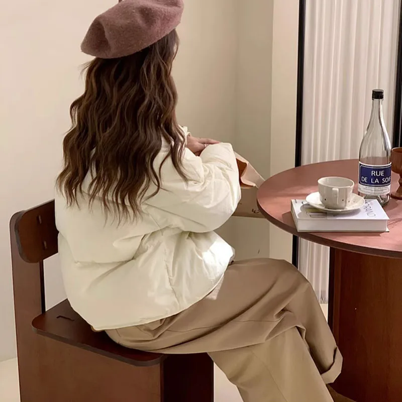 Женская короткая пуховая куртка Корейская свободная парка модная повседневная