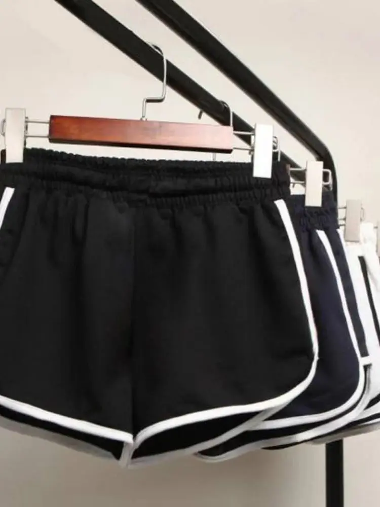 Женские шорты для тренировок, корейская версия, с высокой талией, для занятий спортом, йогой и бегом, широкие штанины, лето на пляже