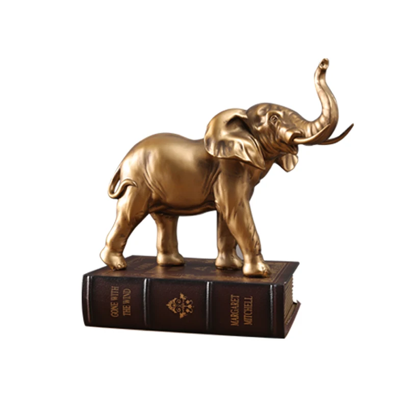 

Статуя золотого слона из смолы, элегантный слон, сундук, скульптура, поделки, фигурка животного на удачу, богатство, украшения по фэн-шуй, домашний декор